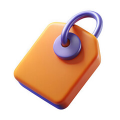 Poster - 3d rendered orange tag with purple loop isolated on transparent background
