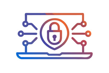 Poster - Digital security concept with a locked shield on a laptop screen