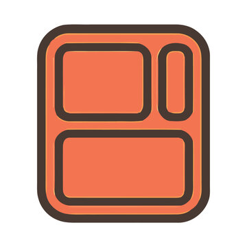 Places to eat, 3D blank web button with video game and camera icons in a square frame design