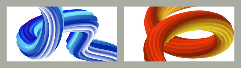 Poster - Abstract volumetric background. Cords. set of two illustrations. Toothpaste in a tube. Minimalism. Creative modern background. Cover design, wallpaper, background. eps vector.