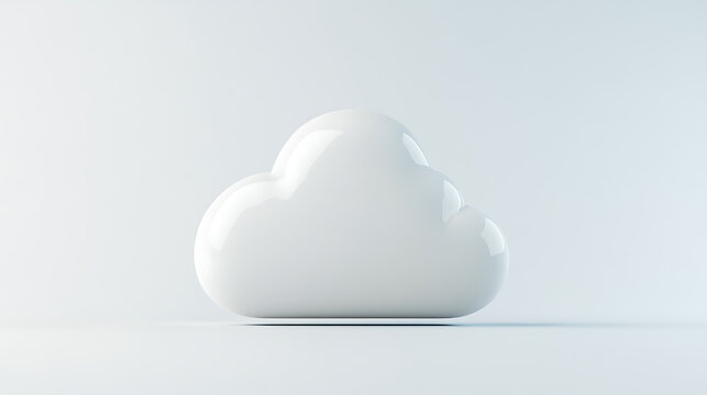 Abstract white cloud on white background, symbolizing data storage or digital information. A simple, clean graphic suitable for technology themes.