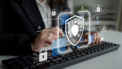Poster - Cyber security protects against breaches, hacks, and network attacks using strong infrastructure and proactive digital defense strategies. Latch