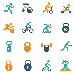 Fototapete - sport and fitness icons isolated on white background