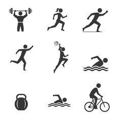 Fototapete - sport and fitness icons isolated on white background
