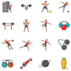 Fototapete - sport and fitness icons isolated on white background