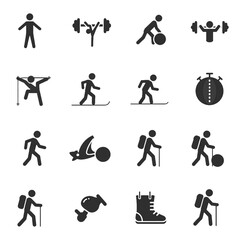 Fototapete - sport and fitness icons isolated on white background