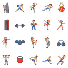 Fototapete - sport and fitness icons isolated on white background