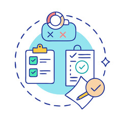 Poster - Business Task Management and Efficiency Review with Dash Circles and Checkmarks