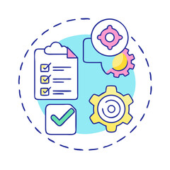 Poster - Conceptual Illustration of Business Process Management with Checklist and Cogwheel Icons