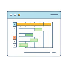 Poster - Graphical representation of a project timeline in a stylized retro window