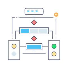 Poster - Flowchart representation of a process with different stages and decision points