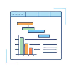 Poster - Hand Drawn Gantt Chart and Bar Graph Representing Project Management Data