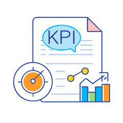 Poster - KPI Performance Data with Target Metrics and Chart Analytics Dashboard Overview