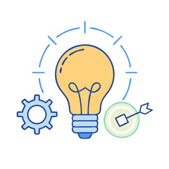 Poster - Innovation and Strategy Representation with Bulb, Gear, and Target Elements
