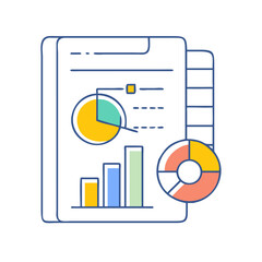 Poster - Data analytics report shows pie chart, bar graph, and other information