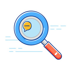 Poster - Magnifying glass with a minus sign inside of a speech bubble inside
