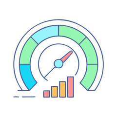 Poster - Performance Dashboard Gauge Displaying Growth with Increasing Bar Chart Representation