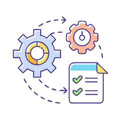 Poster - Workflow and automation for project management and task completion infographic style icon