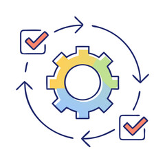 Poster - Workflow Process Automation with Gears Checkboxes and Arrows Indicating Cycle