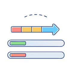 Aufkleber - Graphical representation of process steps and progress indicators in a simple style