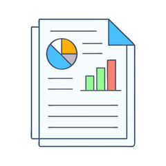 Poster - Financial Data Report with Pie Chart and Bar Graph Illustration