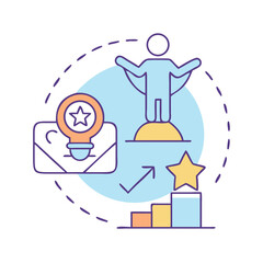 Poster - Iconic illustration depicting leadership, goal achievement, business growth, and creative innovation