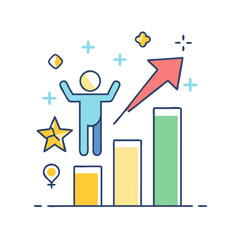 Poster - Symbolic Cartoon Representation of Growth, Success and Achievement with Positive Vibes