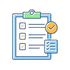 Aufkleber - Checklist with completed items and task management on a clipboard paper