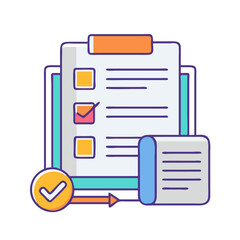 Aufkleber - Stylized Clipboard with Checkmarks and Scroll, Representing Task Completion and Approval