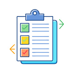 Aufkleber - Colorful Clipboard with Check Marks Indicates Tasks Completed or Pending Review