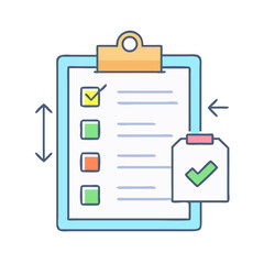 Aufkleber - Checklist with colorful boxes shows progress and actions needed for completion