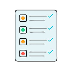 Aufkleber - Checklist with tasks complete, symbolized by colorful dots in boxes and checks