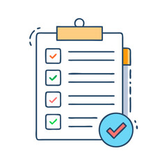 Aufkleber - Illustration of a clipboard checklist with a red checkmark on a circle