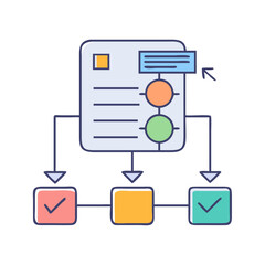 Poster - Workflow diagram illustration showcasing different paths and their corresponding outcomes