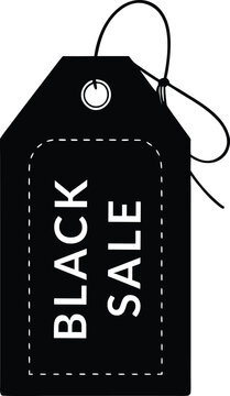 Black friday sale tag with text and string graphic design element for promotional marketing campaigns and retail discounts isolated on transparent background