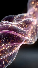 Poster - Flowing translucent purple ribbons filled with sparkling particles swirl in space, evoking a sense of cosmic motion and dreamy elegance