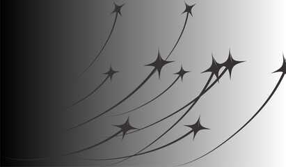 Aufkleber - Stylized stars with curved trails ascending on a gradient shaded light to medium gray surface view