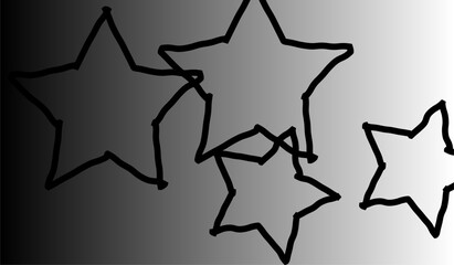 Aufkleber - Collection of five star shapes outlined with gradient from light to shadow on the left side area
