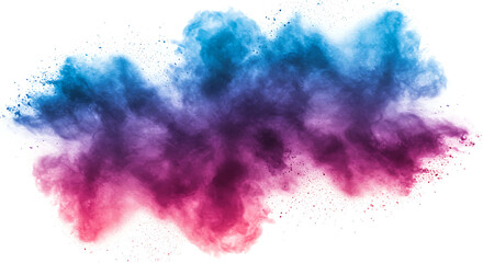 Poster - Abstract cloud of colorful powder with blue purple and pink hues on a white background creating a vibrant effect created with generated ai