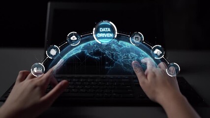 Poster - Data-driven decision-making empowers business through analytics, datum collection, and AI systems. Data driven tools support cloud data processing and data visualization across datum platforms. Muxer