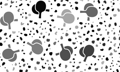Aufkleber - Abstract seamless pattern with crossed ping pong rackets symbols. Creative leopard backdrop. Illustration on transparent background