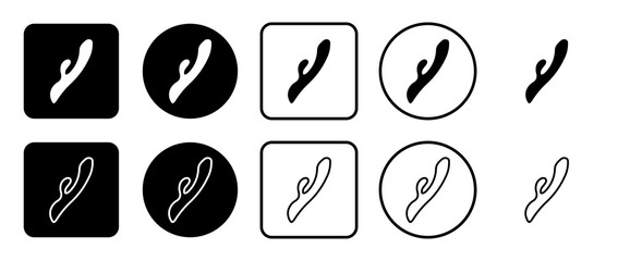 Poster - Icon set of sex toy symbol. Filled, outline, black and white icons set, flat style.  Illustration on transparent background