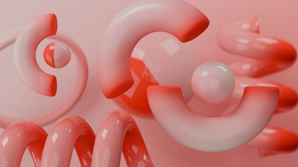 Abstract 3D Pink and white abstract 3d shapes. Abstract video loop - seamless 3D motion animation background for creative video.