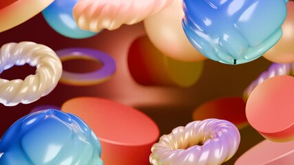 Abstract 3D Pastelcolored abstract 3d shapes. Abstract video loop - seamless 3D motion animation background for creative video.