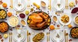© christina - AI Generated Top-Down View of a Traditional Thanksgiving Dinner Feast