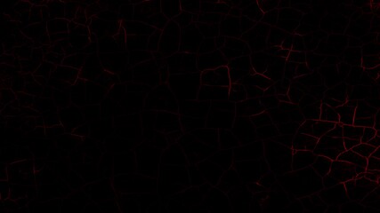 Wall Mural - Red Intense Glowing Cracks in Black Surface 4K Loop features a black surface filled with cracks with red light animating through the cracks in a loop.