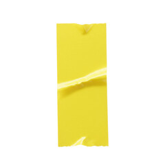 Poster - A single vibrant yellow masking tape, perfectly isolated on a transparent background, with detailed textured surface, natural wrinkles, and a diagonal crease, top-down view. Concept of commercial