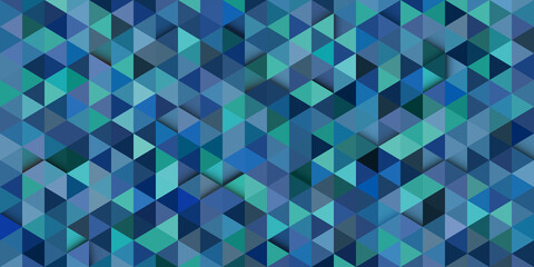 Aufkleber - A geometric pattern of triangles in blue-green hues creates a sense of depth and volume. Abstract background for paper packaging, covers and branding.