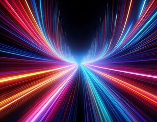Aufkleber - abstract background of colorful speed light lines fantastic neon wallpaper with bokeh lights
