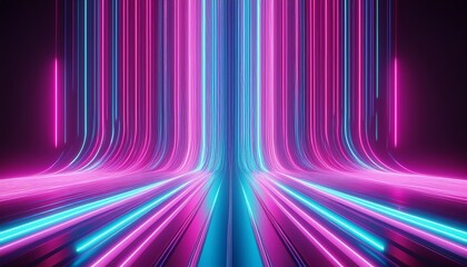 Aufkleber - 3d rendering abstract neon background with ascending pink and blue glowing lines fantastic wallpaper with colorful laser rays
